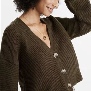 Madewell Shelley Crop Cardigan sweater- olive green